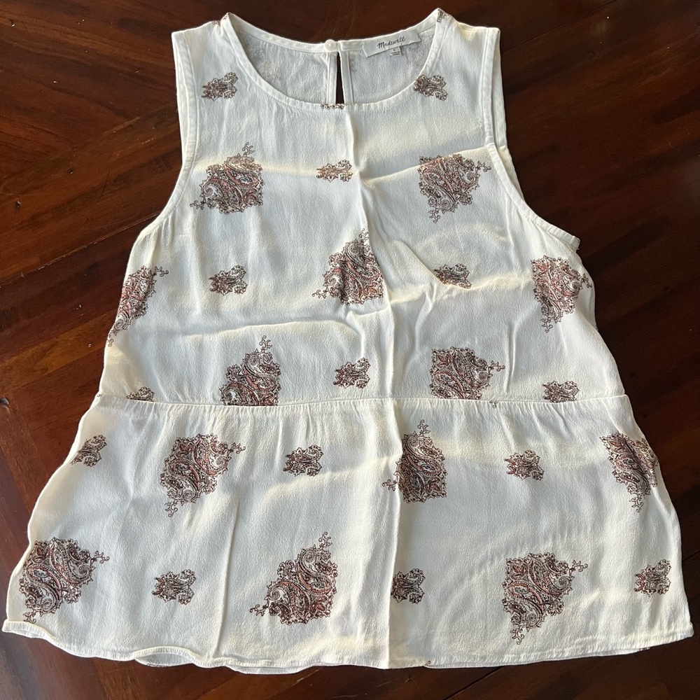 Sleeveless Madewell Peplum Top with Keyhole Back